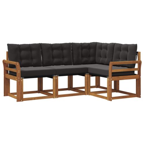 Комплект дивани за открито 4 pcs Естествено и черно