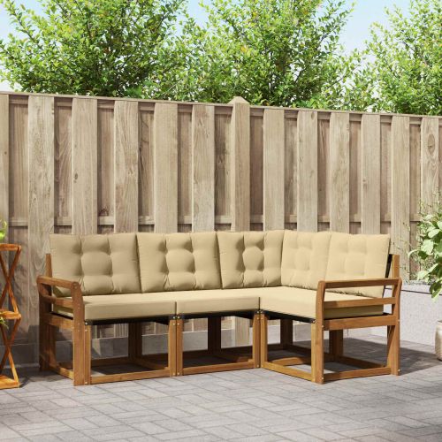 Комплект дивани за открито 4 pcs Натурален и Бежов