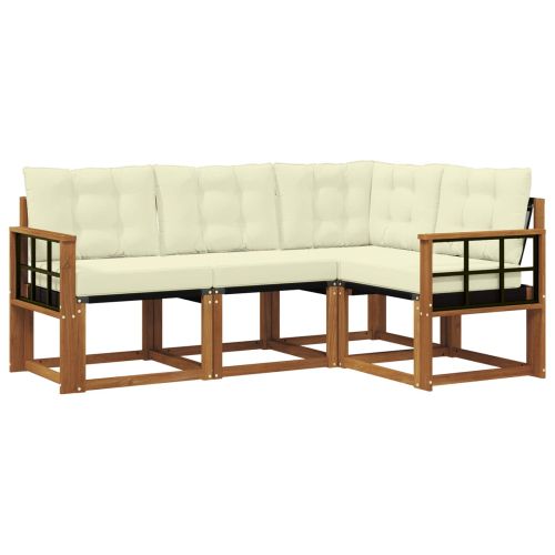 Комплект дивани за открито 4 pcs Натурален и Крема