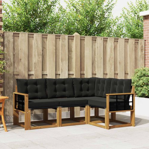 Комплект дивани за открито 4 pcs Естествено и черно