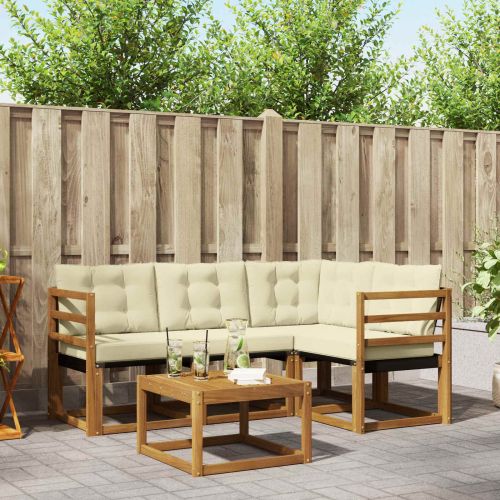 Комплект дивани за открито 5 pcs Натурален и Крема