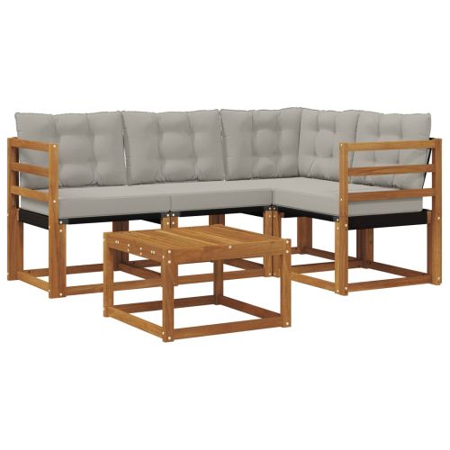 Комплект дивани за открито 5 pcs Естествено и светло сиво