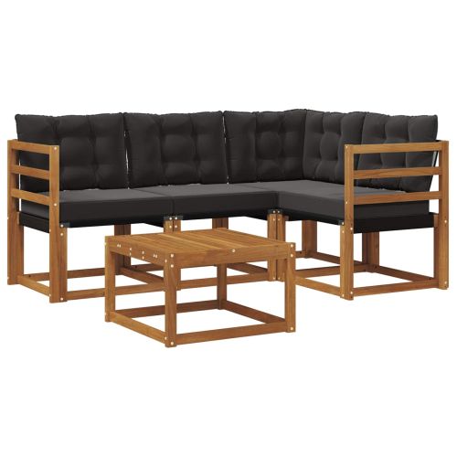 Комплект дивани за открито 5 pcs Естествено и черно