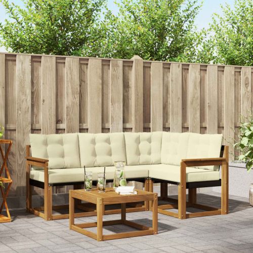 Комплект дивани за открито 5 pcs Натурален и Крема