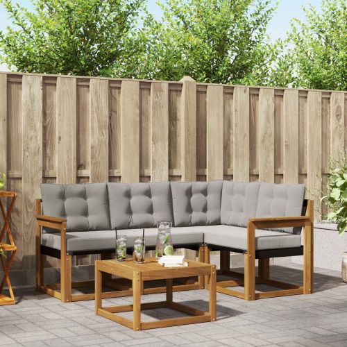 Комплект дивани за открито 5 pcs Естествено и светло сиво