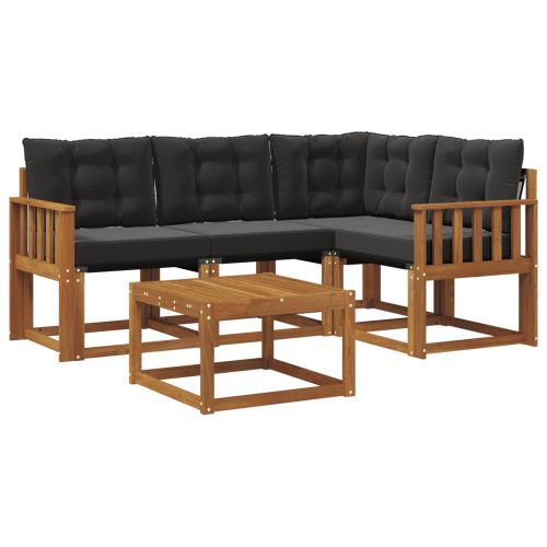 Комплект дивани за открито 5 pcs Естествено и черно