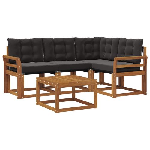 Комплект дивани за открито 5 pcs Естествено и черно