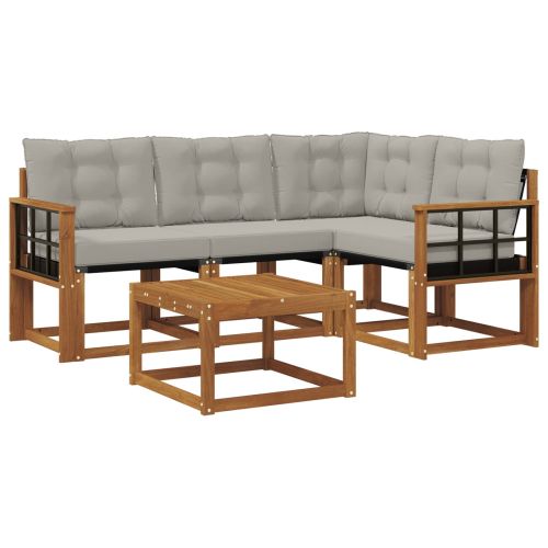 Комплект дивани за открито 5 pcs Естествено и светло сиво