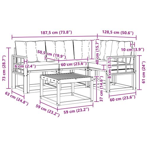 Комплект дивани за открито 5 pcs Натурален и Бежов