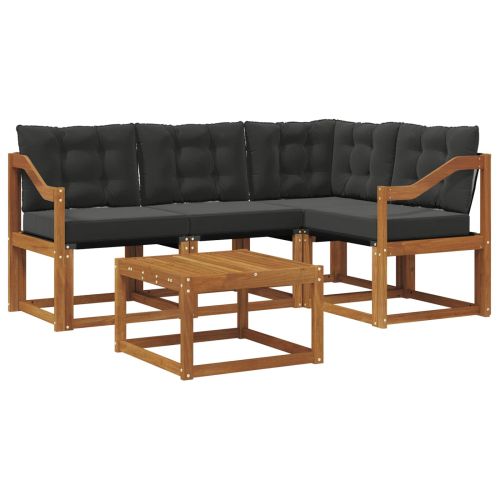 Комплект дивани за открито 5 pcs Естествено и черно