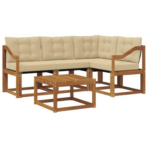 Комплект дивани за открито 5 pcs Натурален и Бежов