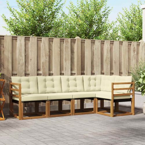 Комплект дивани за открито 5 pcs Натурален и Крема