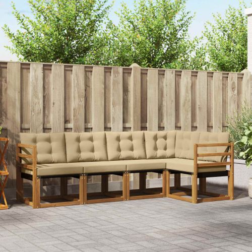 Комплект дивани за открито 5 pcs Натурален и Бежов