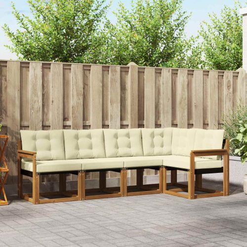 Комплект дивани за открито 5 pcs Натурален и Крема