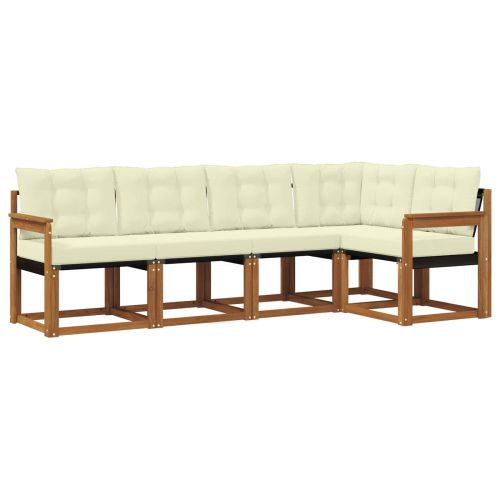 Комплект дивани за открито 5 pcs Натурален и Крема