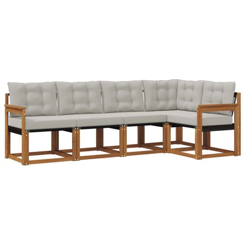 Комплект дивани за открито 5 pcs Естествено и светло сиво