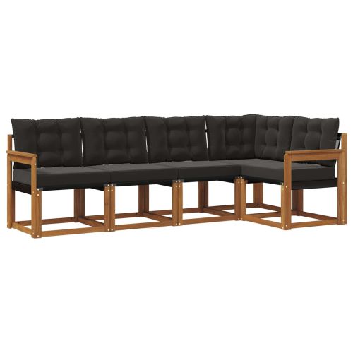 Комплект дивани за открито 5 pcs Естествено и черно