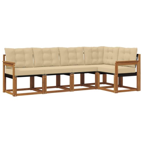 Комплект дивани за открито 5 pcs Натурален и Бежов