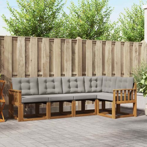 Комплект дивани за открито 5 pcs Естествено и светло сиво