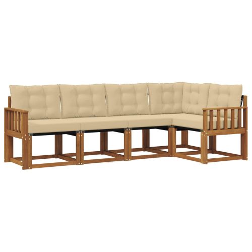 Комплект дивани за открито 5 pcs Натурален и Бежов