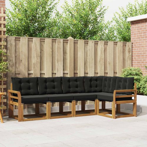 Комплект дивани за открито 5 pcs Естествено и черно