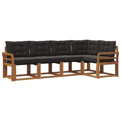 Комплект дивани за открито 5 pcs Естествено и черно