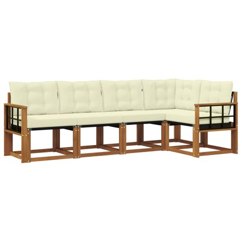 Комплект дивани за открито 5 pcs Натурален и Крема