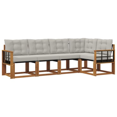 Комплект дивани за открито 5 pcs Естествено и светло сиво