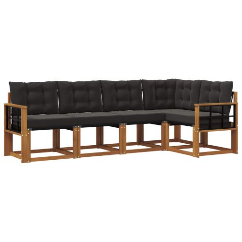 Комплект дивани за открито 5 pcs Естествено и черно