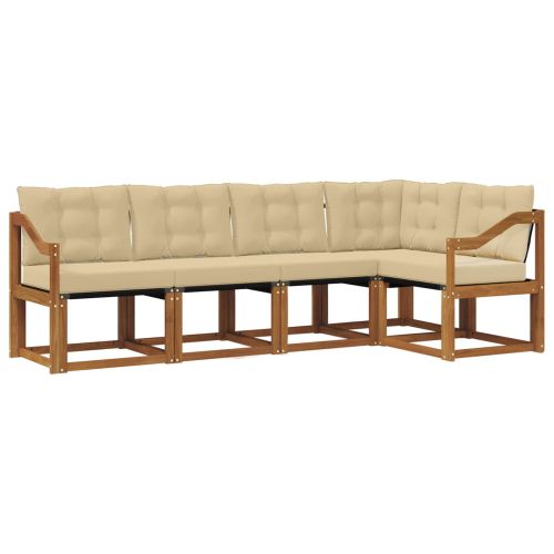 Комплект дивани за открито 5 pcs Натурален и Бежов