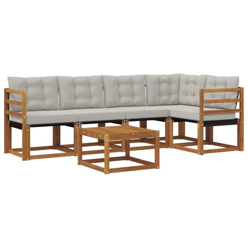 Комплект дивани за открито 6 pcs Естествено и светло сиво