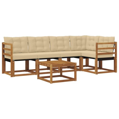 Комплект дивани за открито 6 pcs Натурален и Бежов