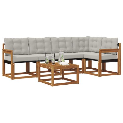 Комплект дивани за открито 6 pcs Естествено и светло сиво