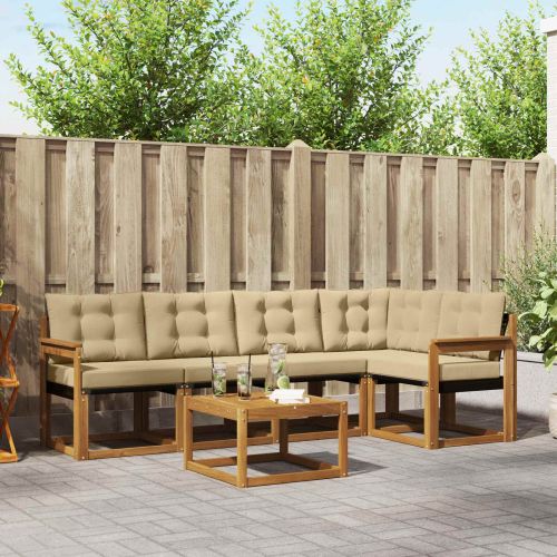 Комплект дивани за открито 6 pcs Натурален и Бежов