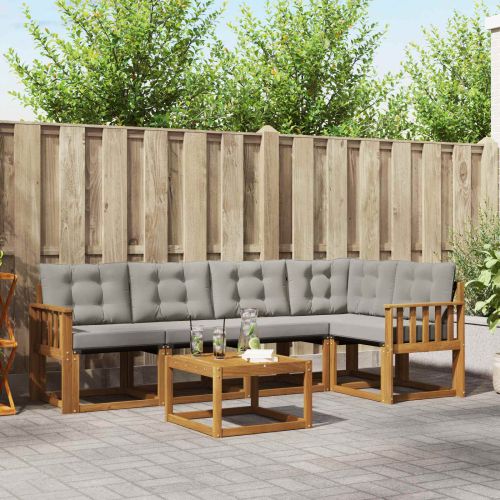 Комплект дивани за открито 6 pcs Естествено и светло сиво