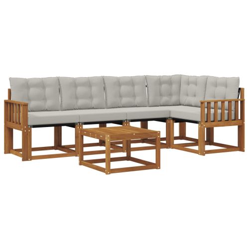 Комплект дивани за открито 6 pcs Естествено и светло сиво