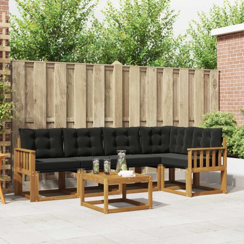 Комплект дивани за открито 6 pcs Естествено и черно