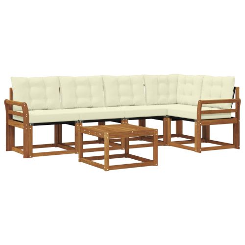 Комплект дивани за открито 6 pcs Натурален и Крема