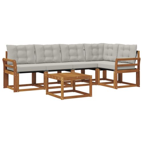 Комплект дивани за открито 6 pcs Естествено и светло сиво