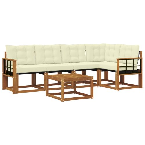 Комплект дивани за открито 6 pcs Натурален и Крема