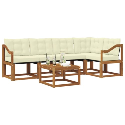 Комплект дивани за открито 6 pcs Натурален и Крема