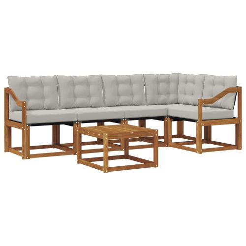 Комплект дивани за открито 6 pcs Естествено и светло сиво