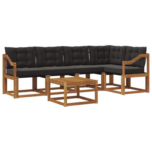 Комплект дивани за открито 6 pcs Естествено и черно