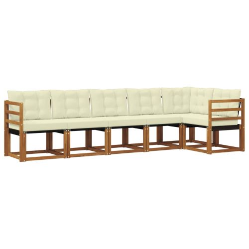 Комплект дивани за открито 6 pcs Натурален и Крема