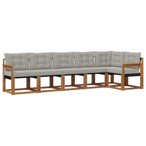 Комплект дивани за открито 6 pcs Естествено и светло сиво