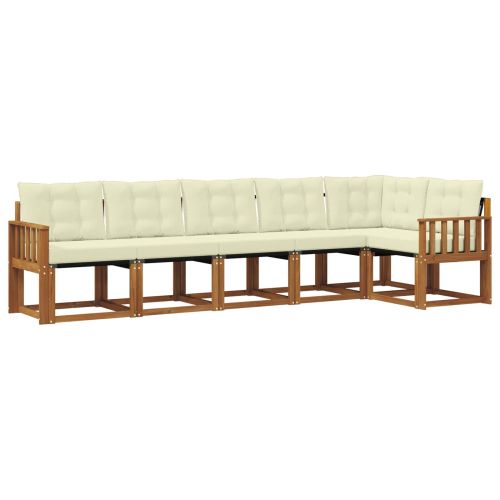 Комплект дивани за открито 6 pcs Натурален и Крема
