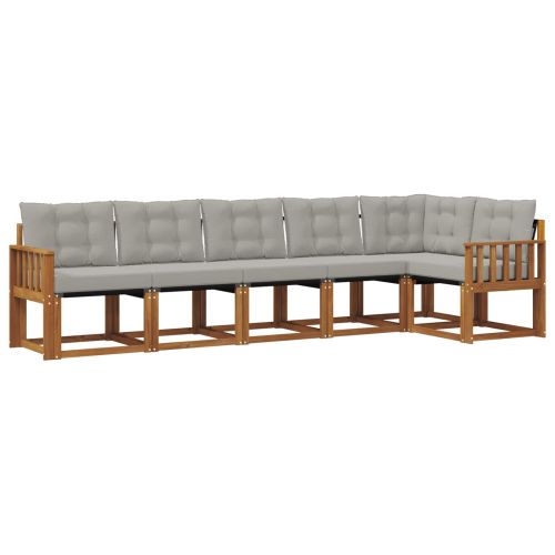 Комплект дивани за открито 6 pcs Естествено и светло сиво