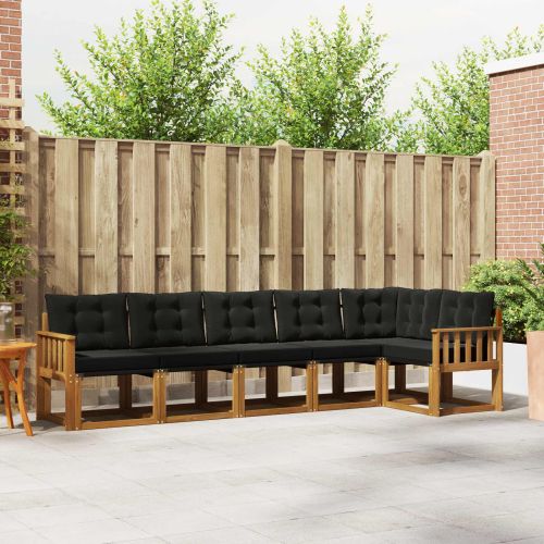 Комплект дивани за открито 6 pcs Естествено и черно