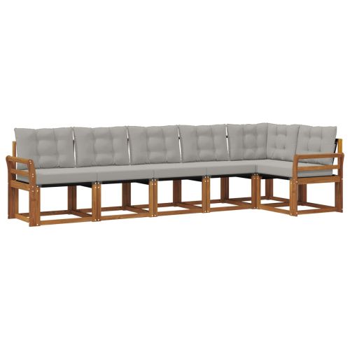 Комплект дивани за открито 6 pcs Естествено и светло сиво