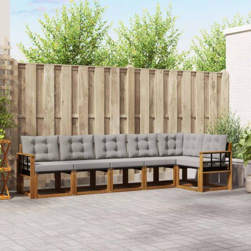 Комплект дивани за открито 6 pcs Естествено и светло сиво